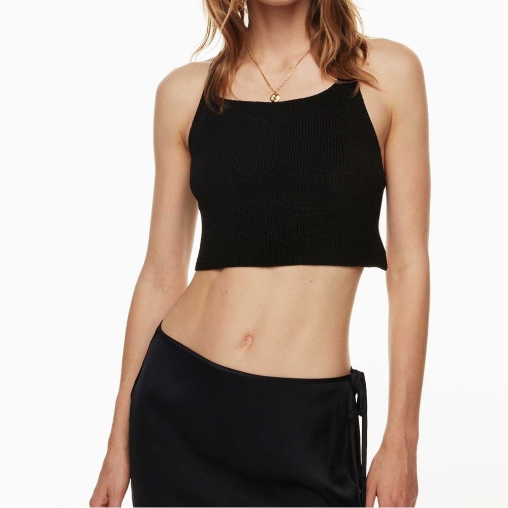 Aritzia Wilfred Cayenne Black Tank Crop Top-Open Back-Black-Medium